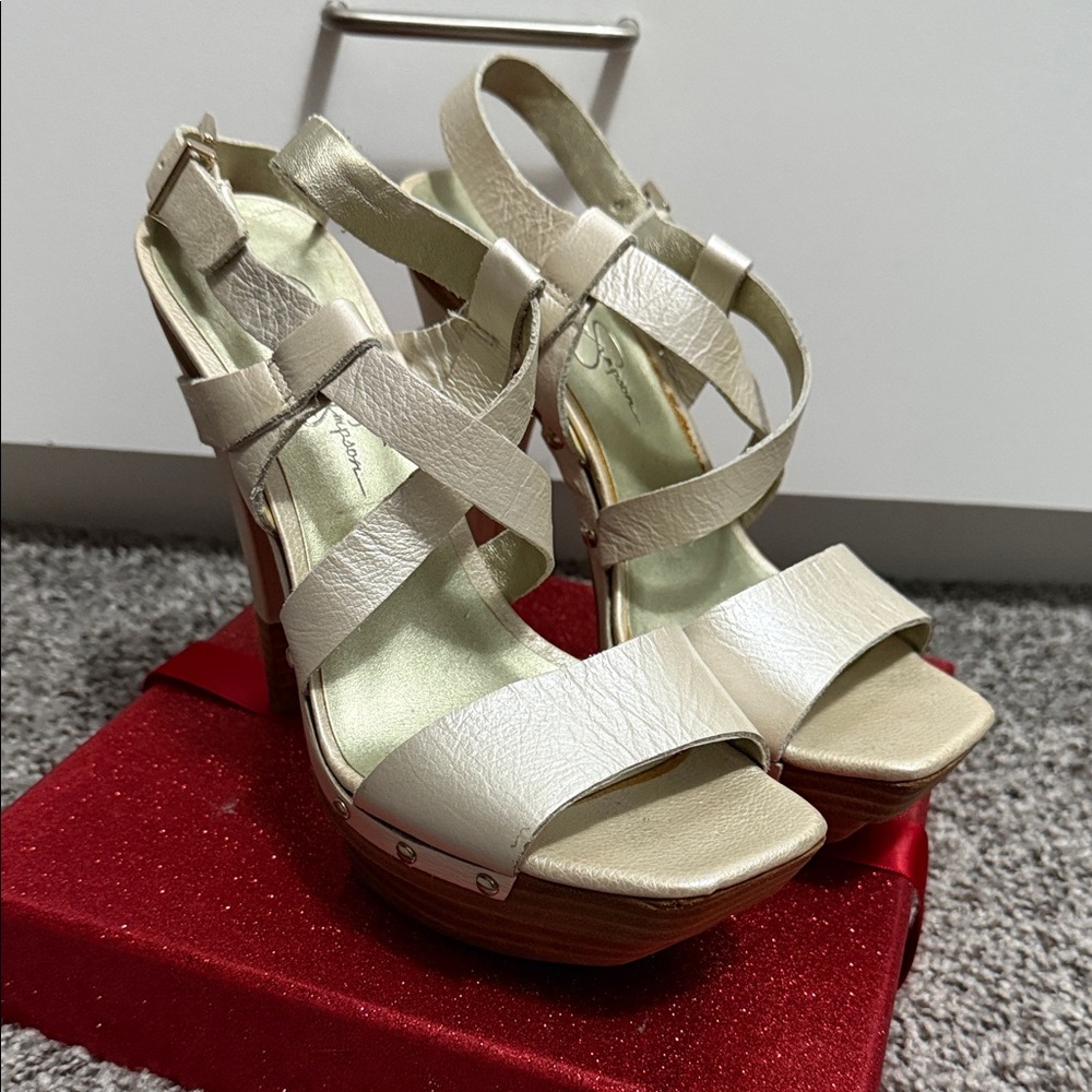 Jessica Simpson Cream Strappy Heels